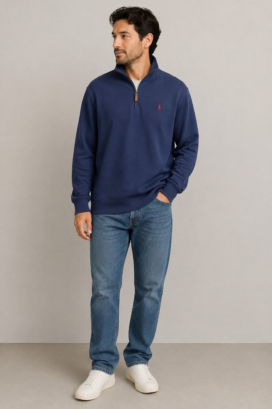 Polo Ralph Lauren XXL Navy 1/4 Zip Pullover Sweatshirt Red Pony Men’s